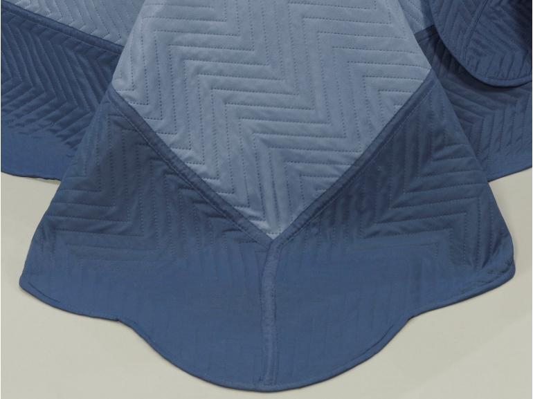 Kit: 1 Cobre-leito Solteiro Bouti de Microfibra Ultrasonic + 1 Porta-travesseiro - Chiba Azul (Jeans/Indigo) - Dui Design