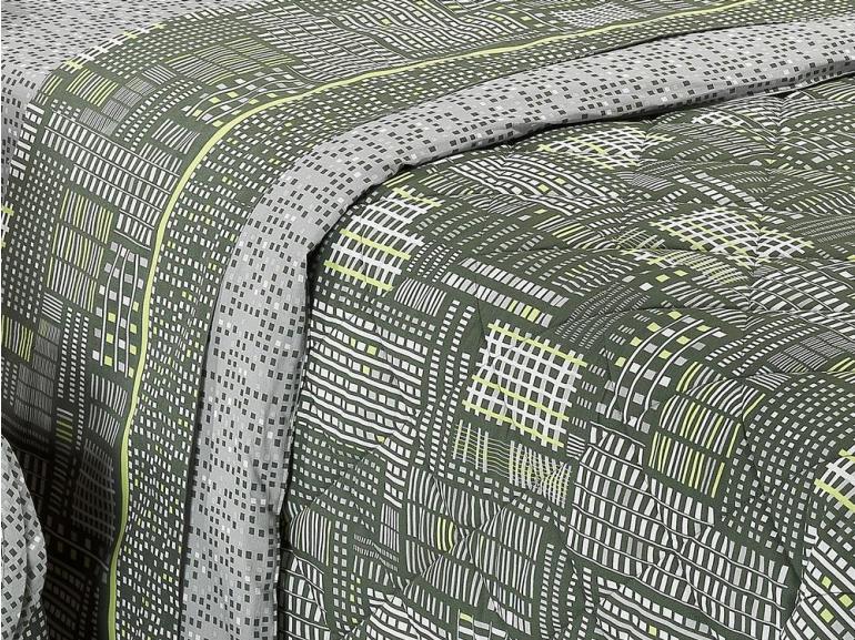 Kit: 1 Cobre-leito Queen + 2 Portas-travesseiro 150 fios 100% Algodo - City Cinza - Dui Design