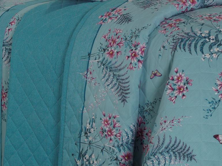 Kit: 1 Cobre-leito Casal + 2 Porta-travesseiros 150 fios - Claire Azul - Dui Design