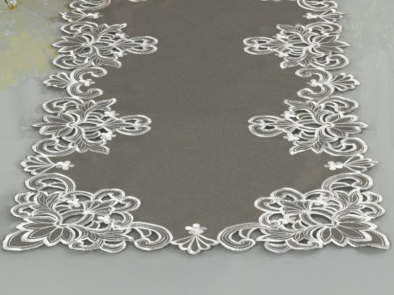 Trilho de Mesa com Bordado Richelieu 40x85cm Avulso - Classic Taupe - Dui Design