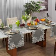 Trilho de Mesa com Bordado Richelieu 45x170cm Avulso - Classic Taupe - Dui Design