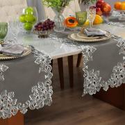 Trilho de Mesa com Bordado Richelieu 45x170cm Avulso - Classic Taupe - Dui Design