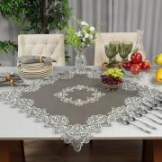 Centro de Mesa Quadrado com Bordado Richelieu 85x85cm - Classic Taupe - Dui Design