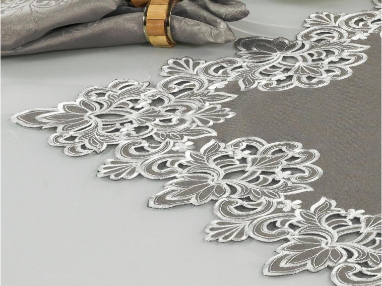 Centro de Mesa Quadrado com Bordado Richelieu 85x85cm - Classic Taupe - Dui Design