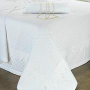 Kit: 1 Cobre-leito Casal + 2 porta-travesseiros Cetim de Algodo 300 fios com Bordado Ingls - Classic Branco - Dui Design