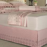 Saia para cama Box Matelassada com Bordado Inglês Casal - Classic Rosa Velho - Dui Design