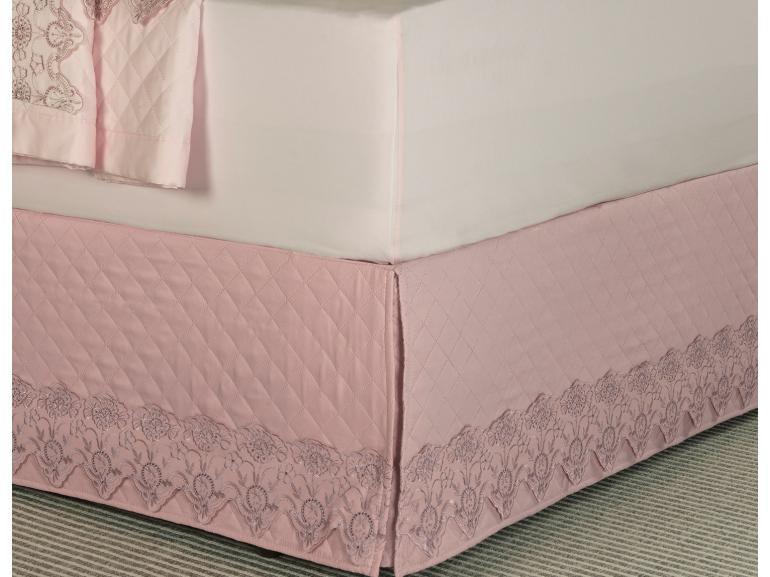 Saia para cama Box Matelassada com Bordado Inglês King - Classic Rosa Velho - Dui Design