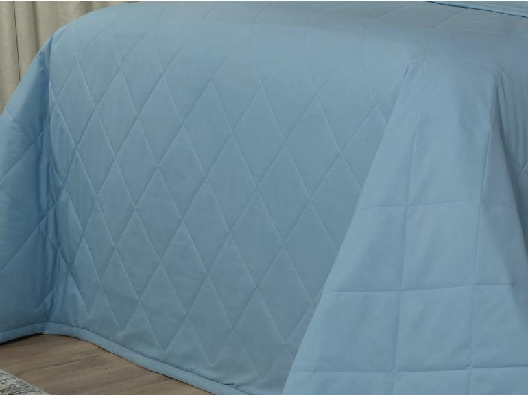 Kit: 1 Cobre-leito Casal + 2 Porta-travesseiros Percal 200 fios - Vita Azul - Dui Design