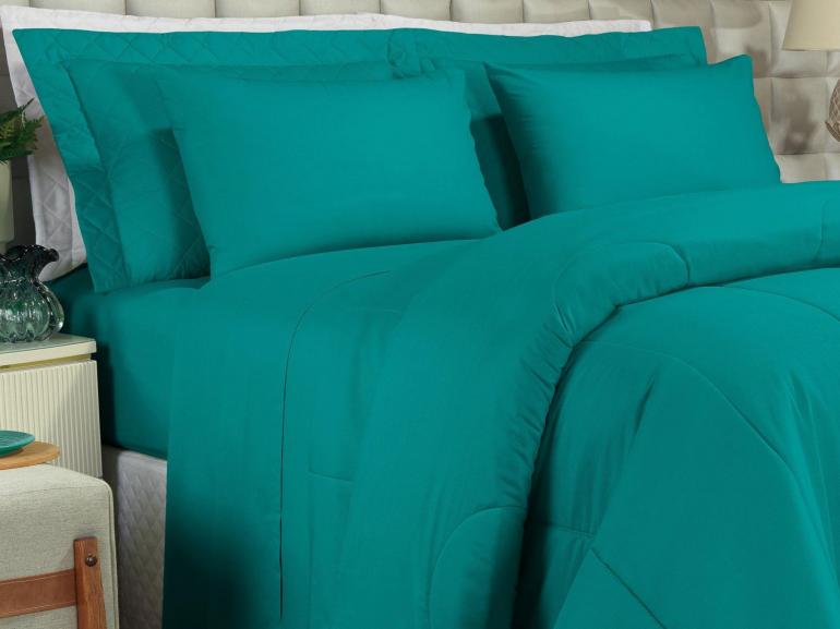 Edredom Queen 150 fios - Colore Petrleo - Dui Design