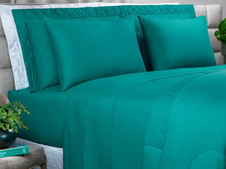 Jogo de Cama Queen 150 fios - Colore Petrleo - Dui Design