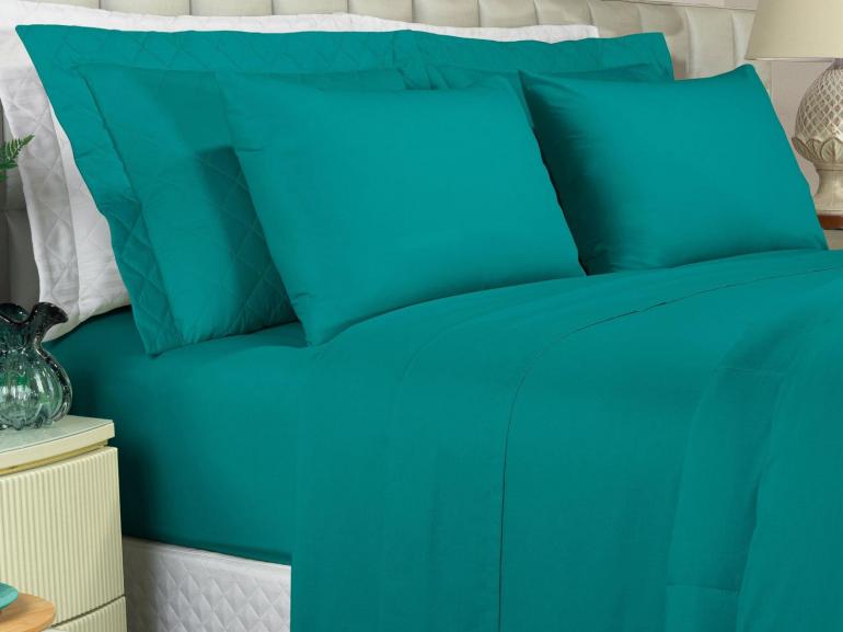 Jogo de Cama Queen 150 fios - Colore Petrleo - Dui Design