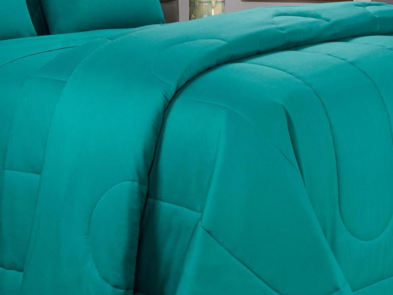 Enxoval King com Edredom 5 peas 150 fios - Colore Petrleo - Dui Design