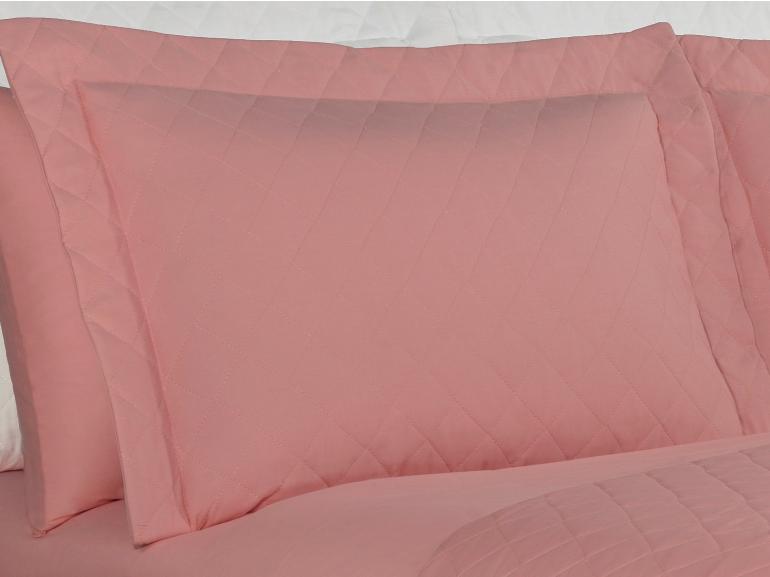 Kit: 1 Cobre-leito Casal + 2 Porta-travesseiros 150 fios - Colore Rosa - Dui Design