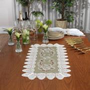 Trilho de Mesa com Bordado Richelieu 40x85cm Avulso - Copenhague Bege - Dui Design