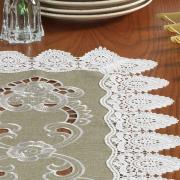 Trilho de Mesa com Bordado Richelieu 40x85cm Avulso - Copenhague Bege - Dui Design