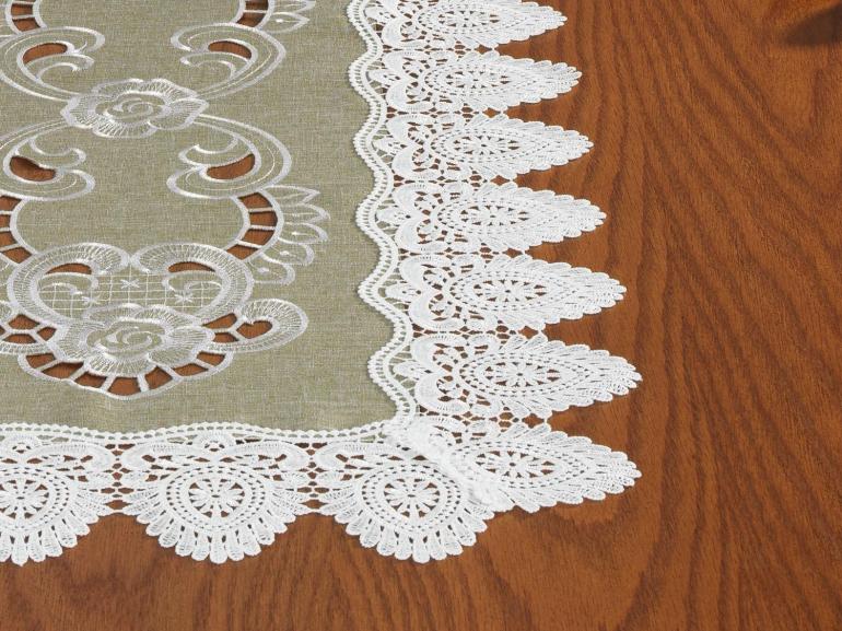 Trilho de Mesa com Bordado Richelieu 40x85cm Avulso - Copenhague Bege - Dui Design