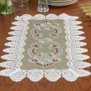 Trilho de Mesa com Bordado Richelieu 40x85cm Avulso - Copenhague Bege - Dui Design