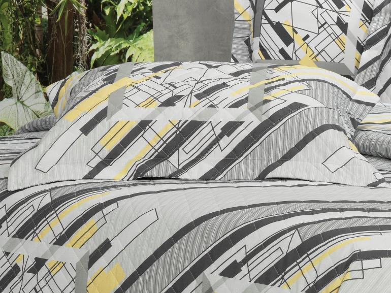 Kit: 1 Cobre-leito Queen + 2 Porta-travesseiros 150 fios - Connor Grafite - Dui Design