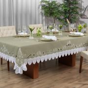Toalha de Mesa com Bordado Richelieu Quadrada 8 Lugares 220x220cm - Copenhague Bege - Dui Design