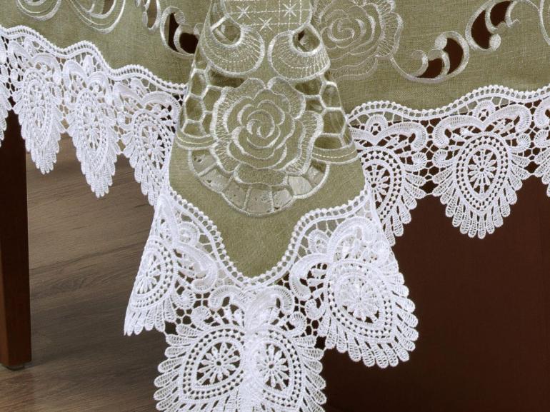 Toalha de Mesa com Bordado Richelieu Quadrada 4 Lugares 160x160cm - Copenhague Bege - Dui Design