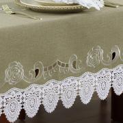 Toalha de Mesa com Bordado Richelieu Quadrada 4 Lugares 160x160cm - Copenhague Bege - Dui Design