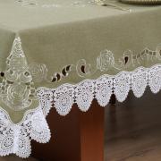 Toalha de Mesa com Bordado Richelieu Quadrada 4 Lugares 160x160cm - Copenhague Bege - Dui Design