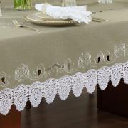 Toalha de Mesa com Bordado Richelieu Quadrada 8 Lugares 220x220cm - Copenhague Bege - Dui Design