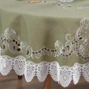Toalha de Mesa com Bordado Richelieu Redonda 180cm - Copenhague Bege - Dui Design