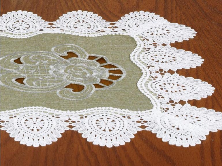 Jogo Americano  4 Lugares (4 peas) com Bordado Richelieu 35x50cm - Copenhague Bege - Dui Design