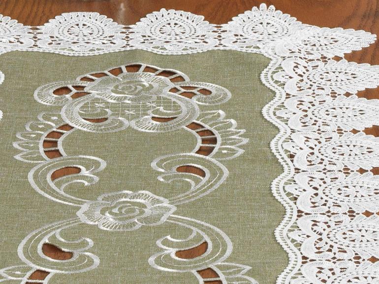 Trilho de Mesa com Bordado Richelieu 40x85cm Avulso - Copenhague Bege - Dui Design