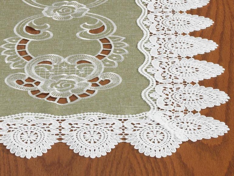 Trilho de Mesa com Bordado Richelieu 40x85cm Avulso - Copenhague Bege - Dui Design