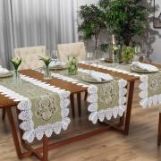 Trilho de Mesa com Bordado Richelieu 45x170cm Avulso - Copenhague Bege - Dui Design