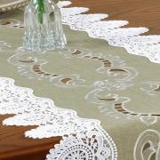 Trilho de Mesa com Bordado Richelieu 45x170cm Avulso - Copenhague Bege - Dui Design