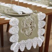 Trilho de Mesa com Bordado Richelieu 45x170cm Avulso - Copenhague Bege - Dui Design