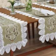 Trilho de Mesa com Bordado Richelieu 45x170cm Avulso - Copenhague Bege - Dui Design