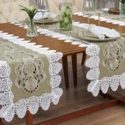 Trilho de Mesa com Bordado Richelieu 45x170cm Avulso - Copenhague Bege - Dui Design