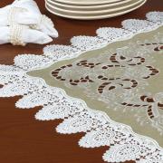 Centro de Mesa Quadrado com Bordado Richelieu 85x85cm - Copenhague Bege - Dui Design