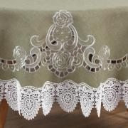 Toalha de Mesa com Bordado Richelieu Redonda 180cm - Copenhague Bege - Dui Design