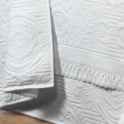 Kit: 1 Cobre-leito Solteiro + 1 Porta-travesseiro Microfibra Toque Acetinado com Bordado Ingls - Copenhague Branco - Dui Design