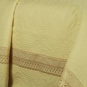 Kit: 1 Cobre-leito Casal + 2 Porta-travesseiros Microfibra Toque Acetinado com Bordado Ingls - Copenhague Vanilla e Dourado - Dui Design