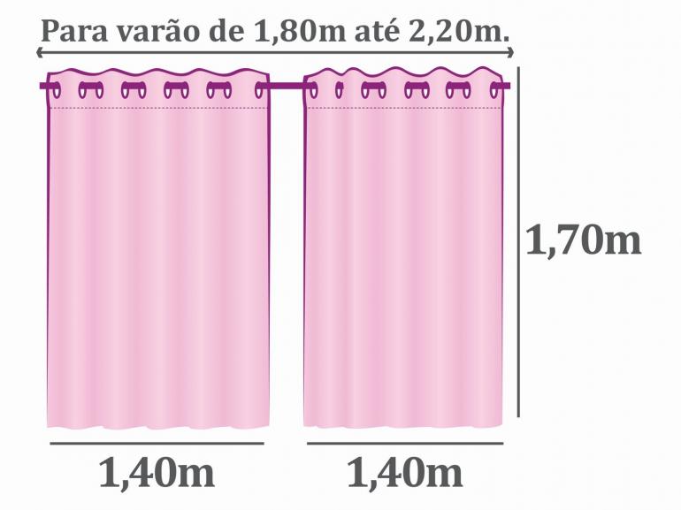 Cortina Dupla Voil Dolly com Forro de Tecido Blackout - 1,70m de Altura - Para Varo entre 1,80m e 2,20m de Largura - Valncia Cinza Claro - Dui Design