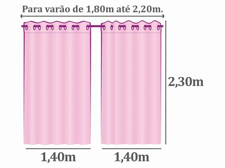Cortina Voil com efeito Linho - 2,30m de Altura - Para Varo entre 1,80m e 2,20m de Largura - Turim Branco - Dui Design