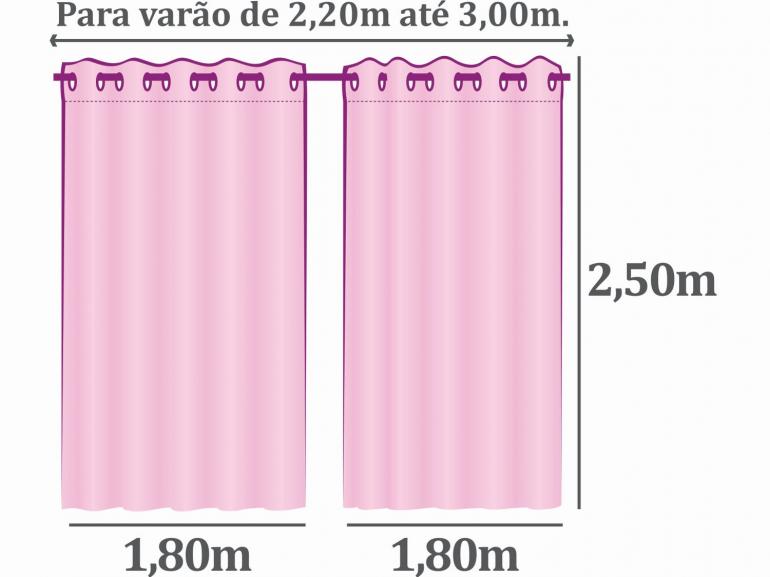 Cortina Dupla Voil Dolly com Forro de Tecido Blackout - 2,50m de Altura - Para Varo entre 2,20m e 3,00m de Largura - Valncia Branco Acinzentado - Dui Design