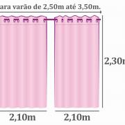 Cortina Dupla Voil Dolly com Forro de Tecido Blackout - 2,30m de Altura - Para Varão entre 2,50m e 3,50m de Largura - Valência Rosé - Dui Design