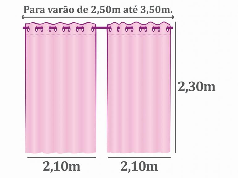 Cortina Dupla Voil com Forro de Tecido Microfibra - 2,30m de Altura - Para Varão entre 2,50m e 3,50m de Largura - Munique Cinza Claro - Dui Design