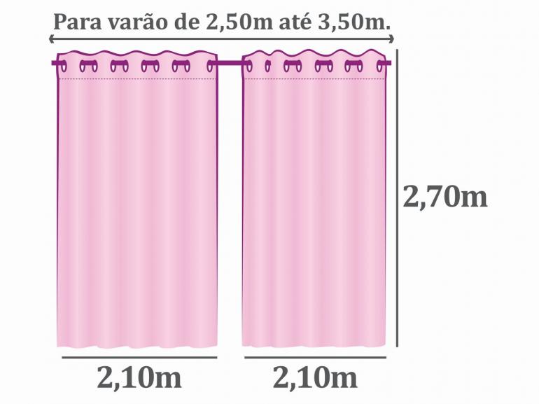 Cortina Dupla Voil Dolly com Forro de Tecido Blackout - 2,70m de Altura - Para Varo entre 2,50m e 3,50m de Largura - Valncia Cinza Claro - Dui Design
