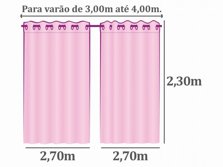 Cortina Dupla Voil com Forro de Tecido Microfibra  2,30m de Altura para Varo entre 3,00m e 4,00m de Largura - Munique - Dui Design