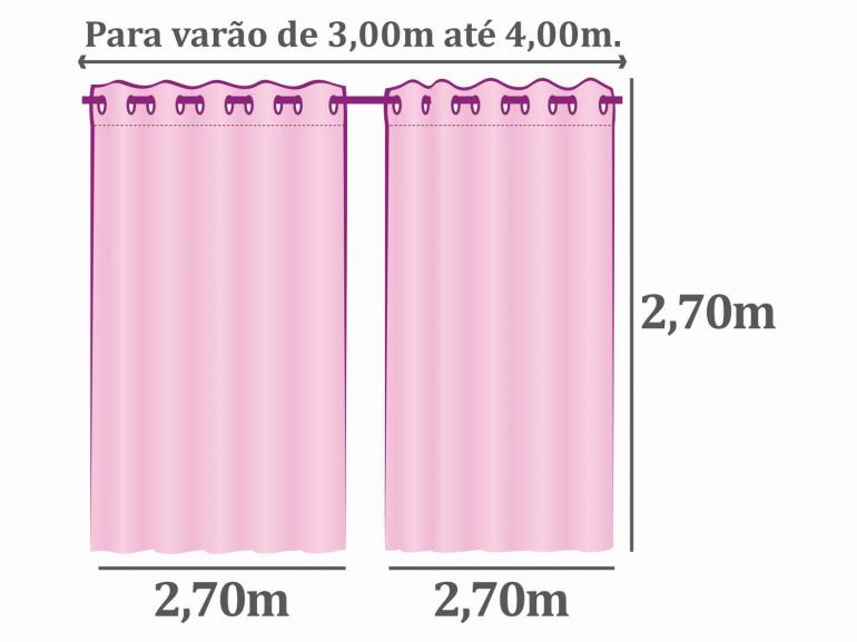 Cortina Shiny Blackout - 2,70m de Altura - Para Varão entre 3,00m e 4,00m de Largura - Waffle Rosé - Dui Design
