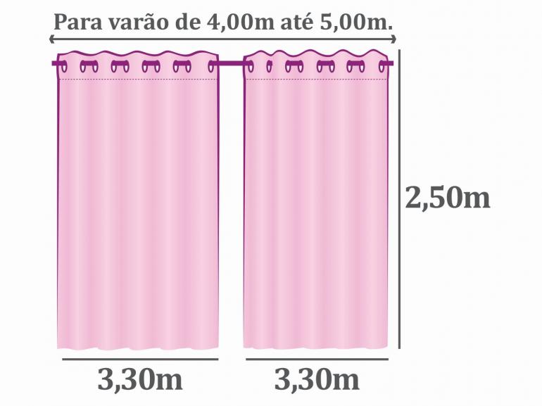 Cortina Dupla Voil Dolly com Forro de Tecido Blackout - 2,50m de Altura - Para Varo entre 4,00m e 5,00m de Largura - Valncia Branco Acinzentado - Dui Design