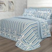 Kit: 1 Cobre-leito Casal + 2 Porta-travesseiros Percal 200 fios - Darwin Azul - Dui Design